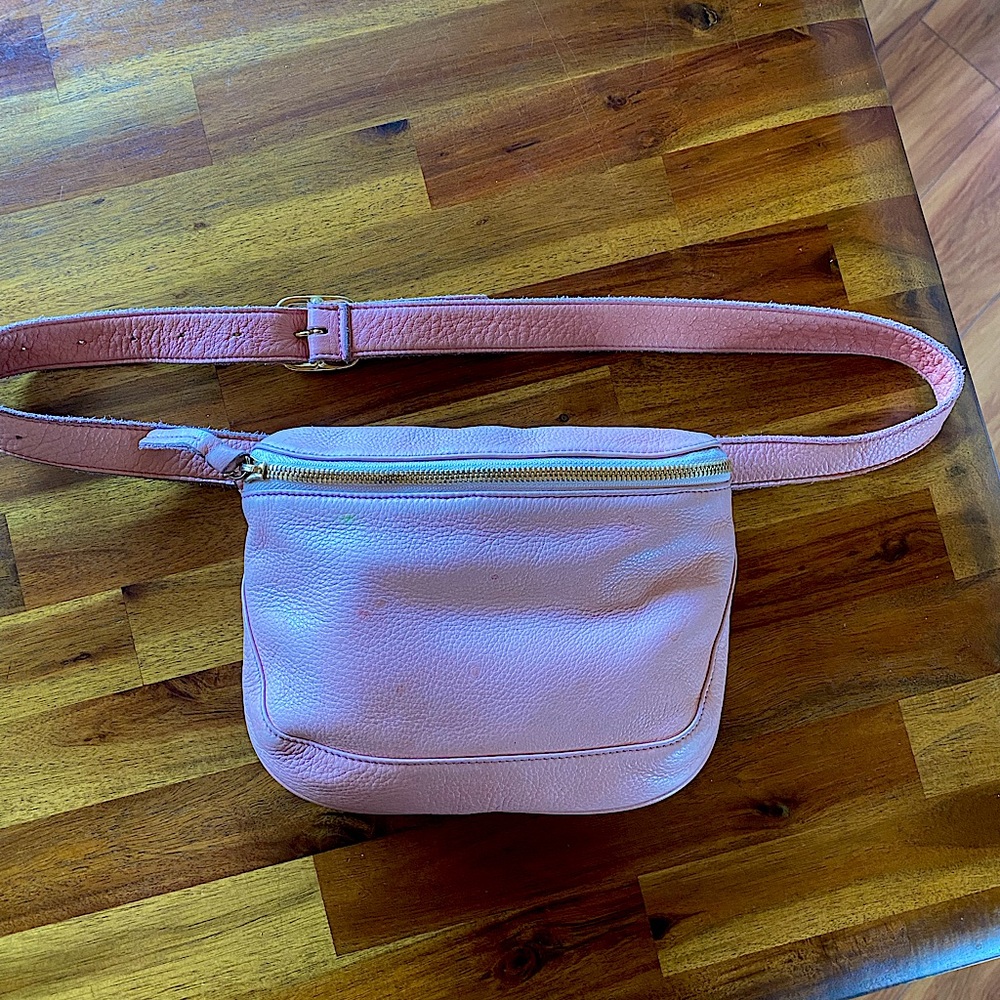 Clare V Pink Leather Fanny Pack